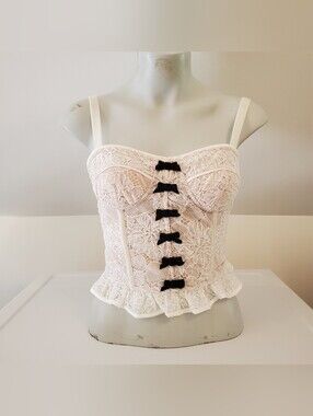 Vintage Lace Corset w Bows & Frills